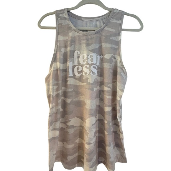 Old Navy Tops - Old Navy Womens Tank Top Size L Camouflage Fearless Graphic Sleeveless Shirt